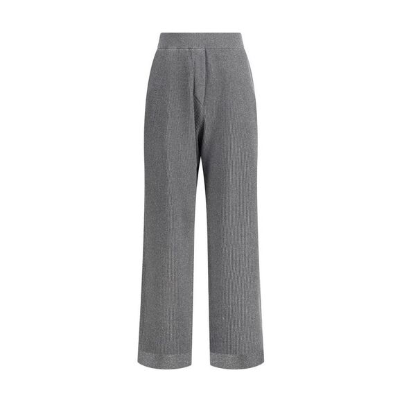 Brunello Cucinelli RibKnit Cashmere WideLeg Pants Women Gray Jeans & Pants